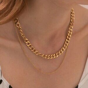 💛18K gold double layer necklace